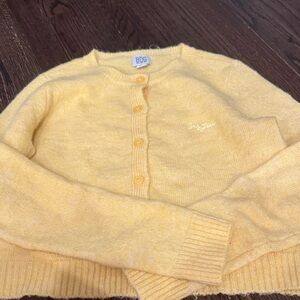 BDG Pale Yellow Button-Up Knit Cardigan